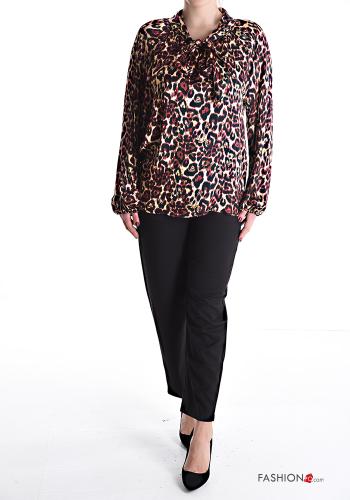 Tiermuster Bluse mit Schleife - ph 5