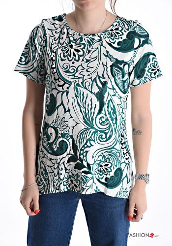 Blusa maniche corte girocollo Fantasia astratta
