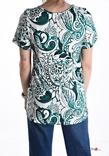 Blouse manches courtes col rond Imprimé abstrait - ph 2