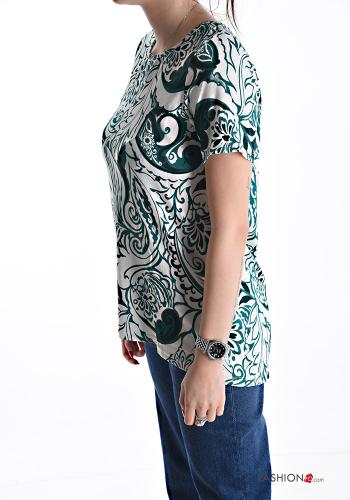 Blouse manches courtes col rond Imprimé abstrait - ph 3