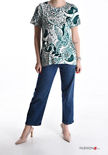 Blouse manches courtes col rond Imprimé abstrait - ph 5