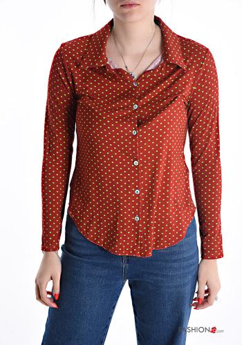 Camicia maniche lunghe con colletto Fantasia pois con bottoni