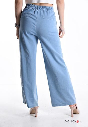 wide leg Hose aus Baumwolle mit Knöpfen mit Reißverschluss mit Taschen - ph 2