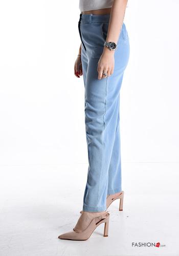 wide leg Hose aus Baumwolle mit Knöpfen mit Reißverschluss mit Taschen - ph 3