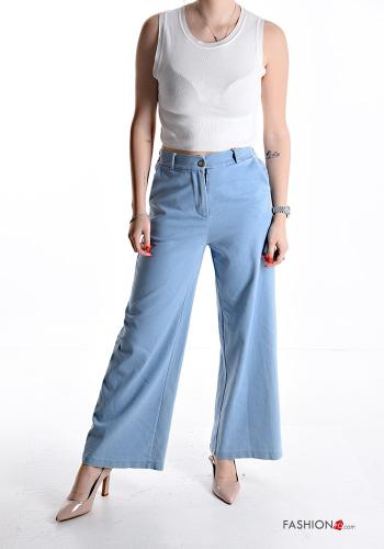 wide leg Hose aus Baumwolle mit Knöpfen mit Reißverschluss mit Taschen - ph 5