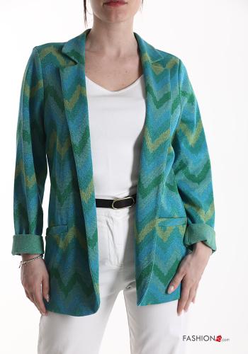 Chevron Muster Blazer mit Taschen - ph 1