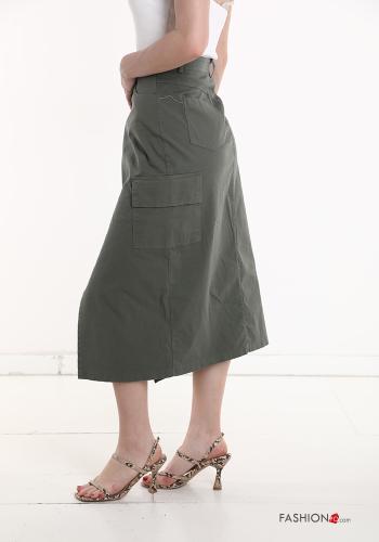 Gonna in Cotone midi con tasche con spacco - ph 3