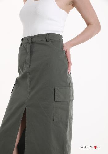 Gonna in Cotone midi con tasche con spacco - ph 4