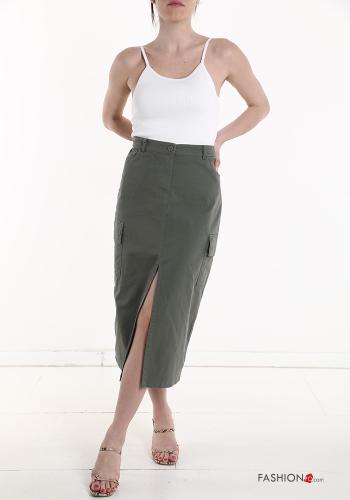Gonna in Cotone midi con tasche con spacco - ph 5