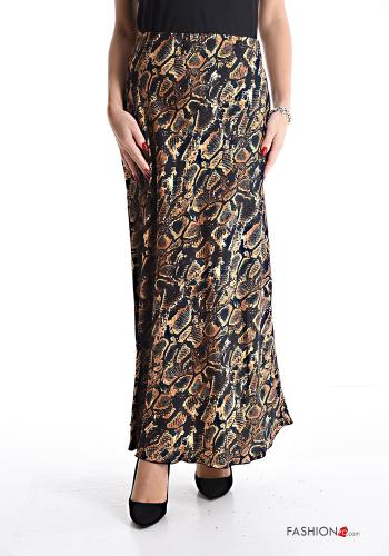 Animal print Longuette full Skirt with elastic