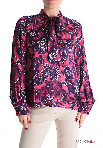 Blumenmuster Bluse mit Schleife - ph 1