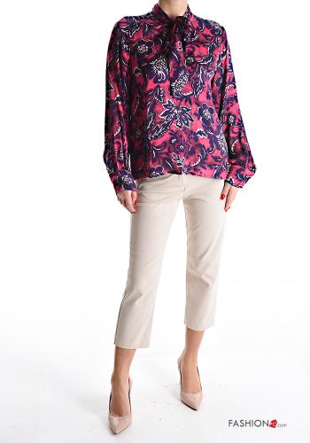 Blumenmuster Bluse mit Schleife - ph 5