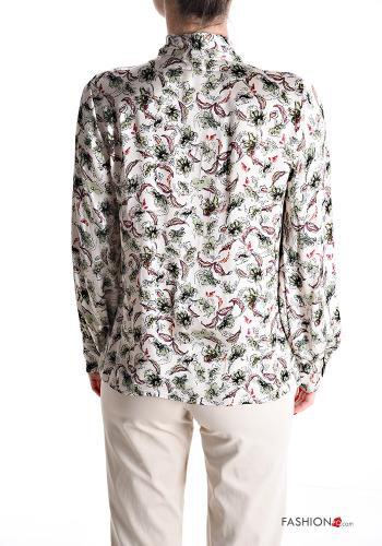 Blätterdruck Bluse mit Schleife - ph 2