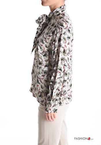 Blätterdruck Bluse mit Schleife - ph 3