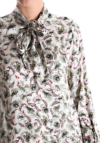 Blätterdruck Bluse mit Schleife - ph 4