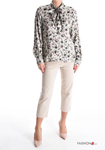 Blätterdruck Bluse mit Schleife - ph 5