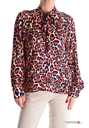 Tiermuster Bluse mit Schleife - ph 1