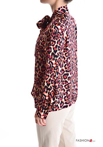 Tiermuster Bluse mit Schleife - ph 3