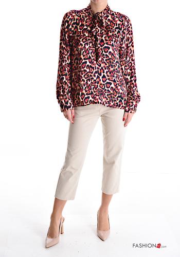 Tiermuster Bluse mit Schleife - ph 5