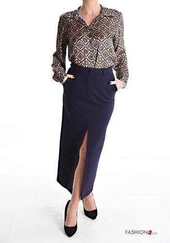 Longuette Skirt with buttons with split with pockets - ph 5