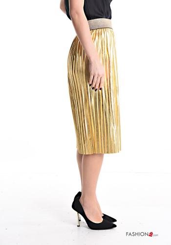 Falda midi con plisado metalizado con elástico - ph 3