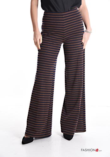 Streifenmuster Lurex wide leg Hose mit gummizug - ph 1
