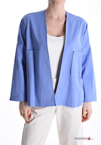 raw hem finish Cotton Cardigan with pockets - ph 1