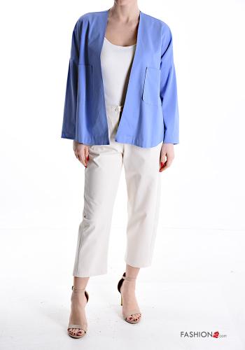 raw hem finish Cotton Cardigan with pockets - ph 5