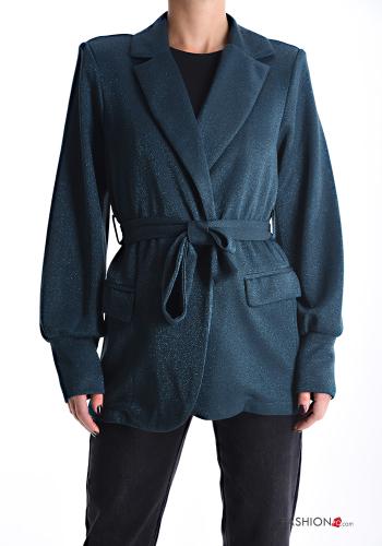 Lurex lange ärmel Jacke ohne Futter mit stoffgürtel - ph 1