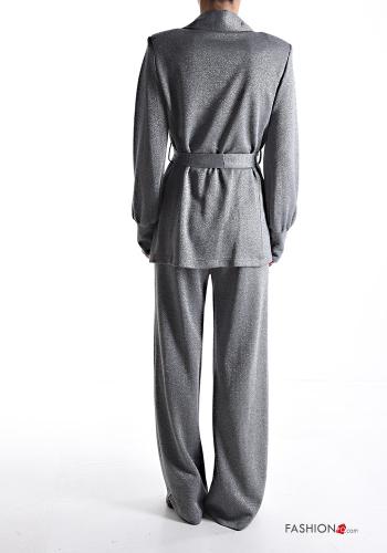 lurex long sleeve Suit with fabric belt with elastic without lining - ph 2
