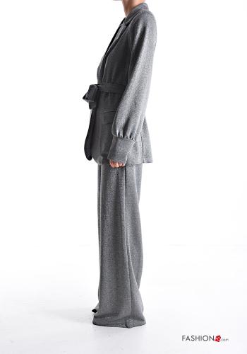lurex long sleeve Suit with fabric belt with elastic without lining - ph 3