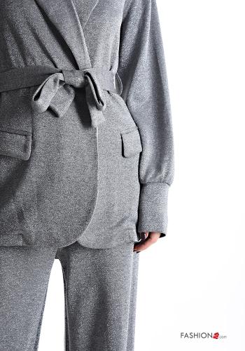 lurex long sleeve Suit with fabric belt with elastic without lining - ph 4
