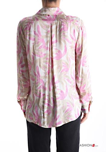 Camicia maniche lunghe con colletto Fantasia con foglie con bottoni - ph 2