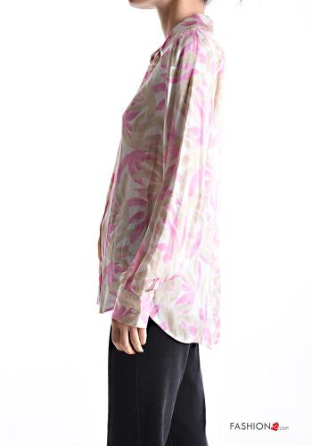 Camicia maniche lunghe con colletto Fantasia con foglie con bottoni - ph 3
