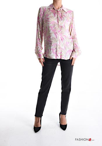 Camicia maniche lunghe con colletto Fantasia con foglie con bottoni - ph 5