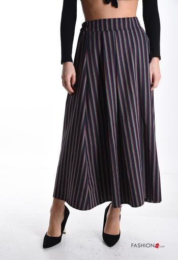 Striped full Cotton Skirt with elastic