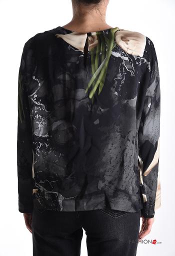 Blouse manches longues col rond à Imprimé Floral - ph 2
