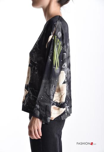 Blouse manches longues col rond à Imprimé Floral - ph 3