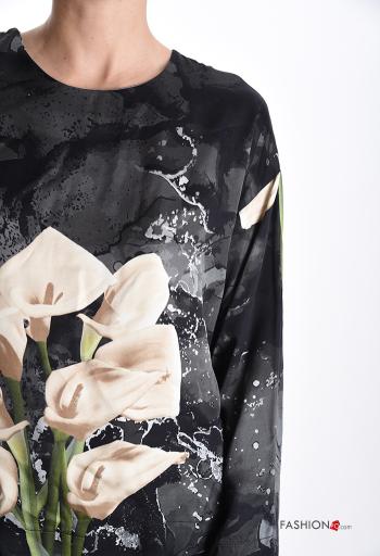 Blouse manches longues col rond à Imprimé Floral - ph 4
