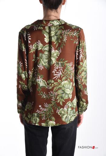 Blumenmuster lange ärmel Bluse mit V-Ausschnitt - ph 2