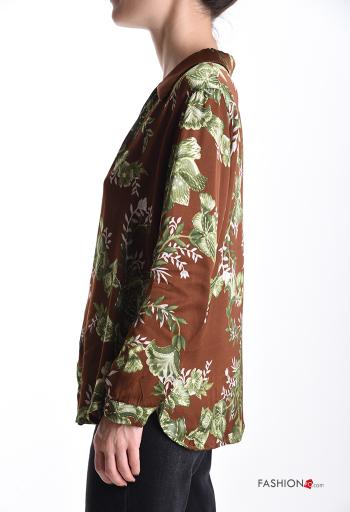 Blumenmuster lange ärmel Bluse mit V-Ausschnitt - ph 3