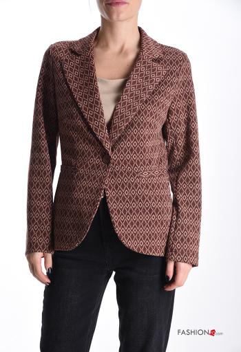 Giacca in Cotone maniche lunghe Fantasia geometrica con bottoni senza fodera