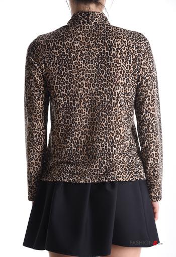 Maglietta a manica lunga Fantasia animalier scollo a V - ph 2