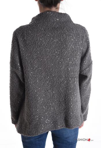 Maglione maniche lunghe con paillettes a collo alto - ph 2