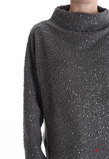 Maglione maniche lunghe con paillettes a collo alto - ph 4