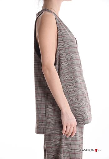 Smanicato Fantasia tartan con bottoni scollo profondo - ph 3