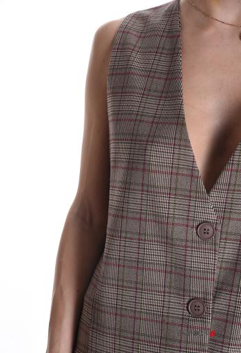 Smanicato Fantasia tartan con bottoni scollo profondo - ph 4