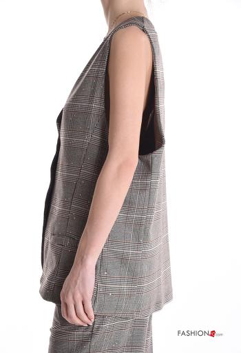 Smanicato Fantasia tartan scollo profondo con paillettes con bottoni - ph 3
