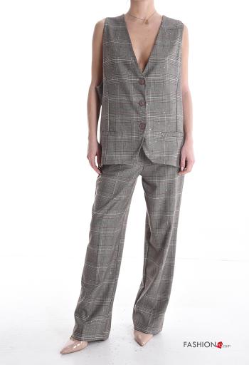 Smanicato Fantasia tartan scollo profondo con paillettes con bottoni - ph 5