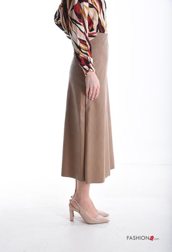 faux leather Longuette high waist Skirt with zip - ph 3